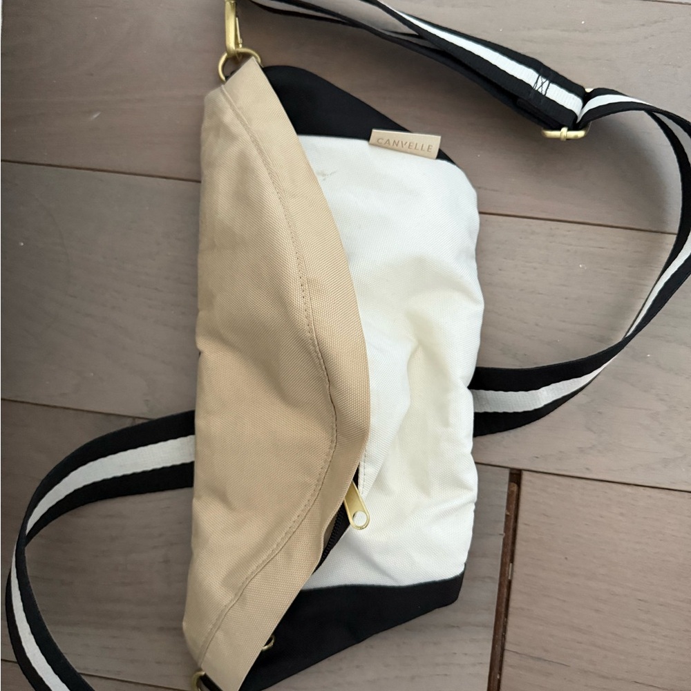 Can elle Beige and White Crossbody Sling Bag